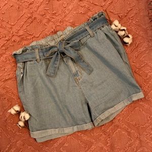 Paper Bag Tie Waist Shorts